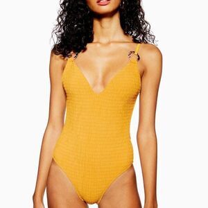 Topshop Shirred Ring Plunge One Piece size 8